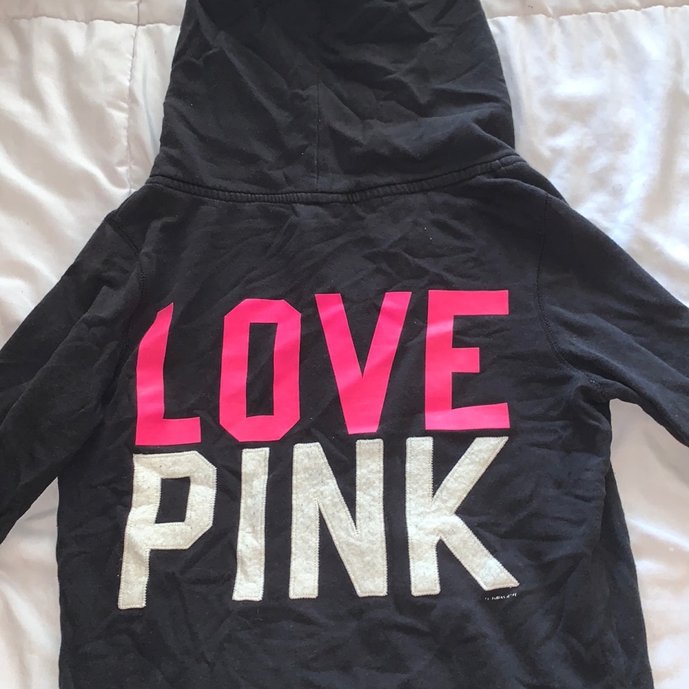 PINK black zip up hoodie